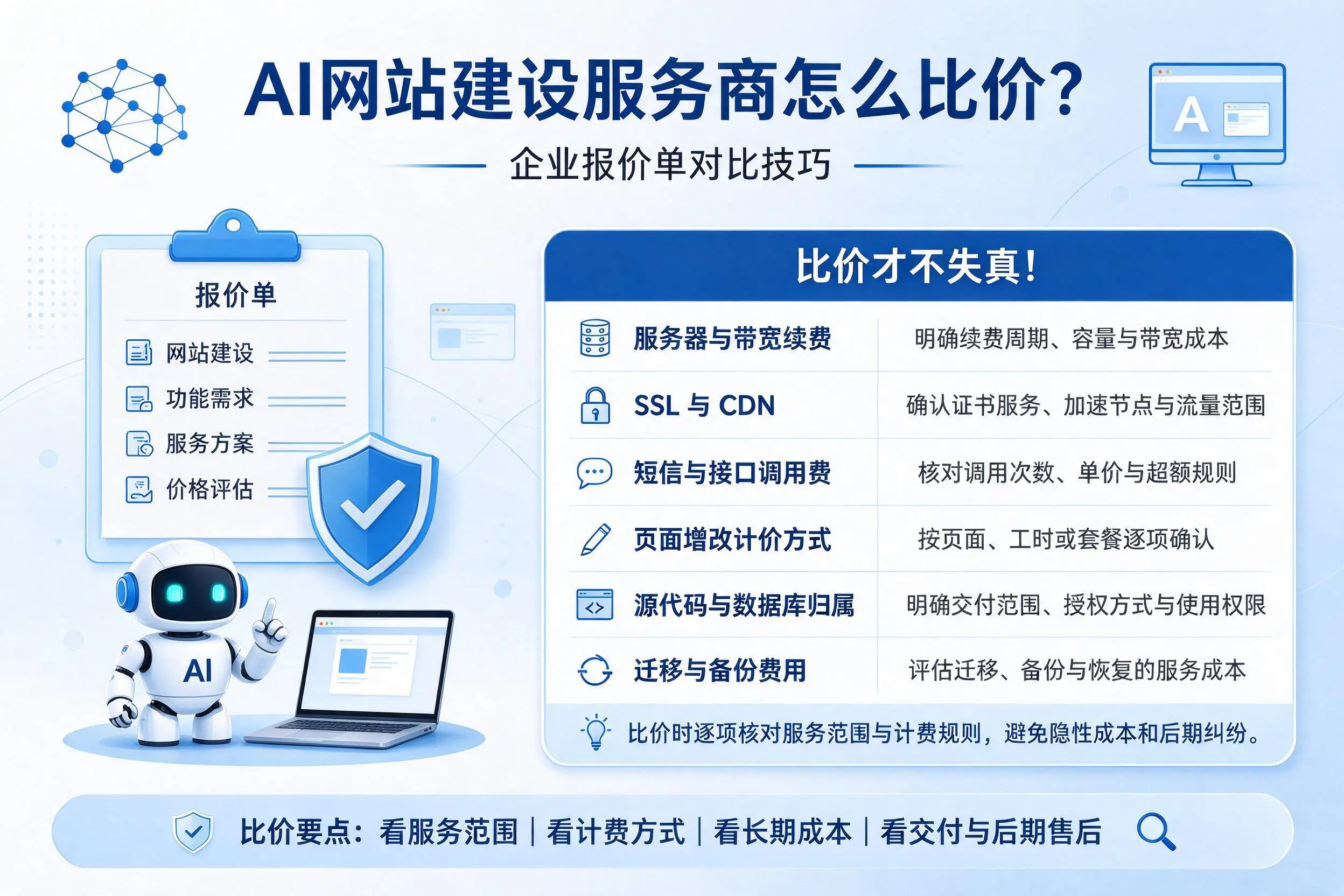 AI网站建设服务商怎么比价？邵阳企业报价单对比技巧